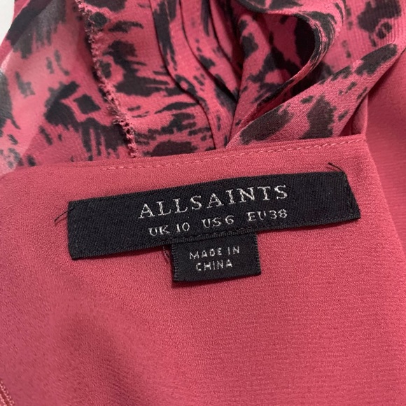 ALL SAINTS 🔹 Hali Roar Ruched Leopard Print Mini Dress - Size 6 - Picture 13 of 16